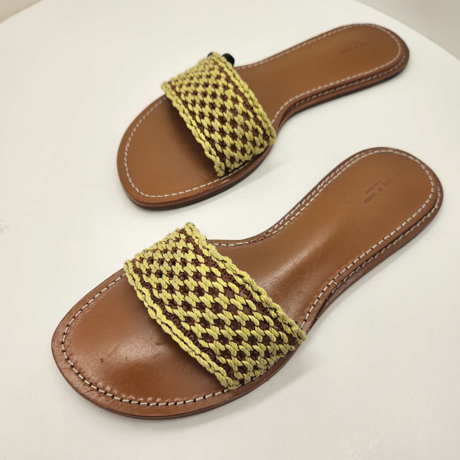 APL Sandali donna Rag & Bone slides 10N giallo tessuto pelle marrone Melrose boho