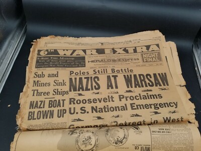 Large Collection 9 Historical Front page sections of Newspapers noted memorials