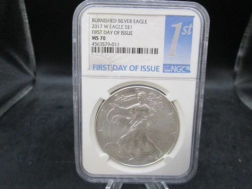 2017 W American Eagle Uncirculated Silver Dollar NGC MS 70 Burnished First Day