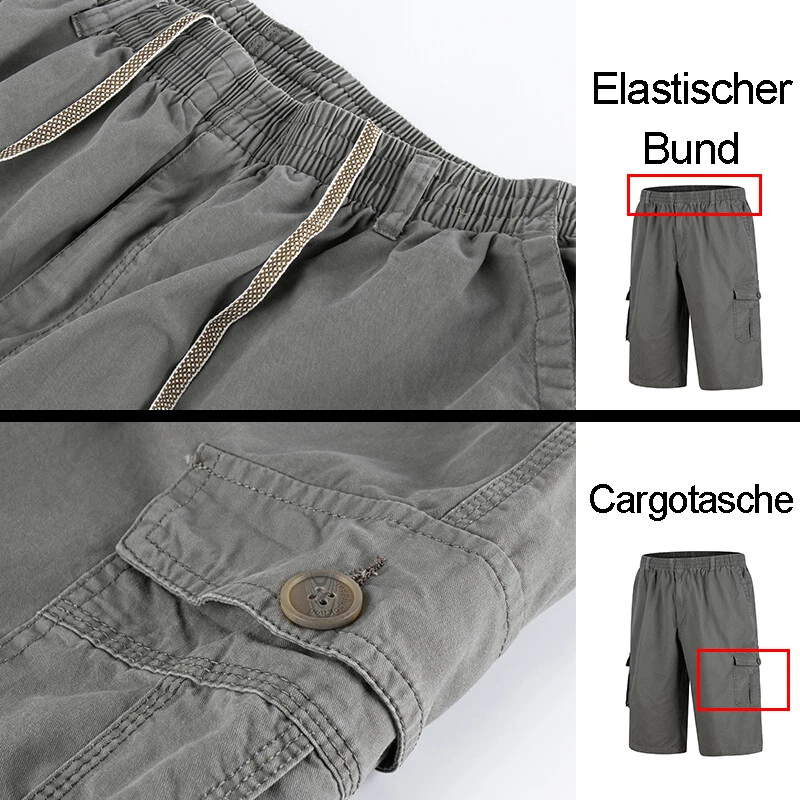 Homme Short Coton Cargo avec Poches Bermuda Pantalon Court Casual Cargo Short - Photo 3/4