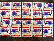10 Sheets Mrs Grossman CAMPING Tent Scouting Fishing 1991 Stickers 420 Total