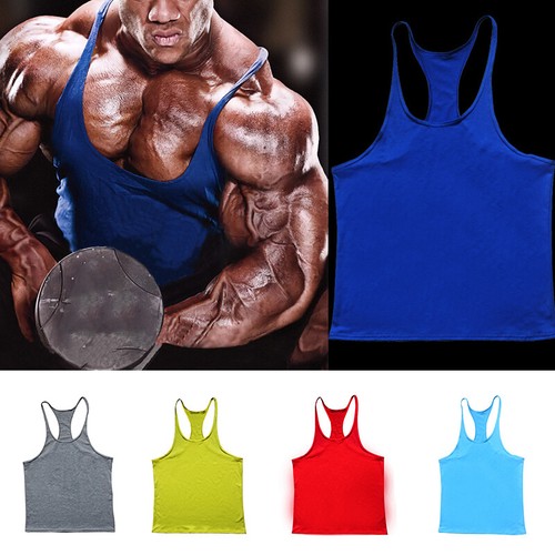 Men's Gym Singlet Fitness Sport Vest Stringer Muscle Bodybuilding Shirt Tank Top - Picture 1 of 20