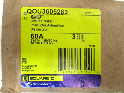 SQUARE D , QOU3605283 , CIRCUIT BREAKER , 60A , BROKEN CORNER - Picture 6 of 6