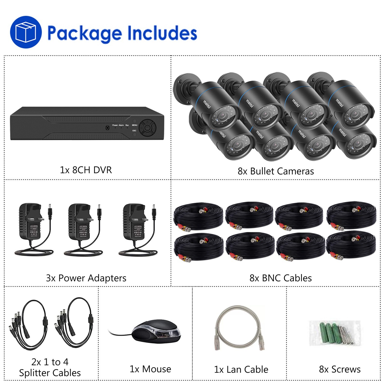 5MP HD 8CH DVR 8 Home Outdoor Cameras CCTV Security System Motion ...