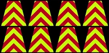 8 Reflective Fluorescent Yellow and Red Chevron Fire Helmet Tetrahedrons Tets