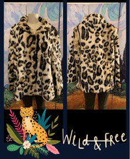 Donna Salyers 2x Brown Faux Fur Animal Print Satin Lined Long Sleeve Jacket