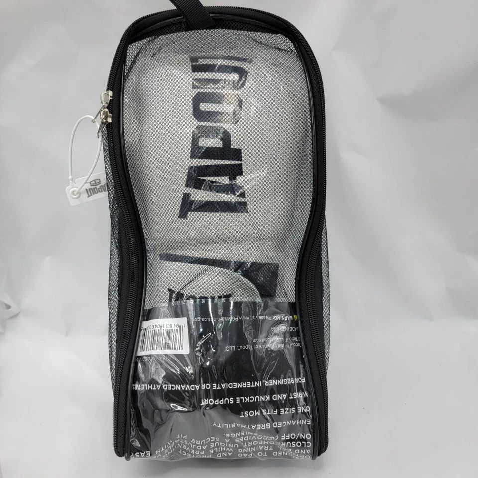 Guantes de Boxeo Tapout Fitness 10 OZ Blanco y Negro con Estuche de Transporte de Malla Foto 2 de 2