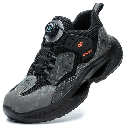 Herren Drehknöpfe Sicherheitsschuhe Stahlkappe Pannensicher Turnschuhe Schutz - Bild 9 von 23