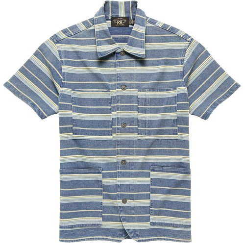 RRL Double RL MNRRWOV1N820058 Linen Bluee Print 3 PKT CAMP SHORT