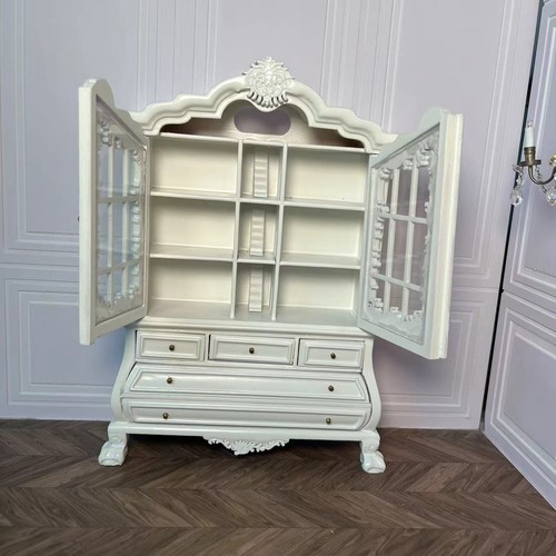 1:12 Scale Miniature French Provincial White Display Cabinet Dollhouse Furniture - Picture 10 of 15