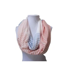 NWT MERONA Blue White Peach Striped Loop Lightweight INFINITY Scarf