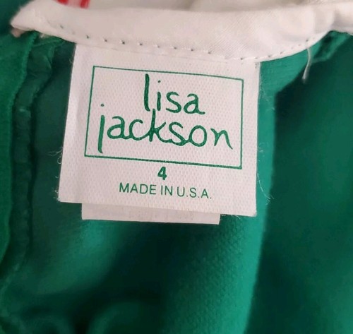Vintage Christmas Lisa Jackson Green Velvet Girls Dress Size 4 - Picture 4 of 8