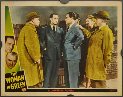 Die Frau In Grün 1945 Original 11x14 Lobbykarte Basil Rathbone Nigel Bruce