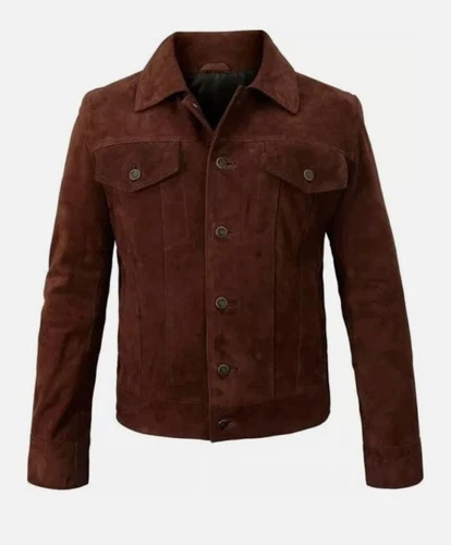 Men's Western Suede Leather Trucker Jacket Levi's Top Style Leather Jacket