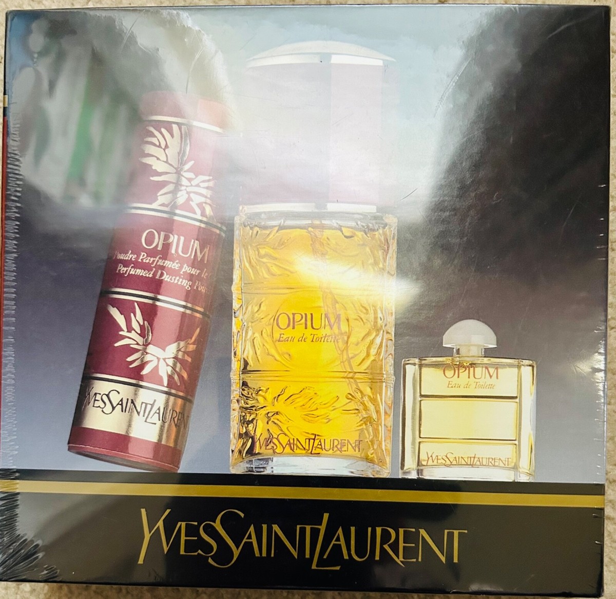 VINTAGE YSL OPIUM EDT 1.0 oz, 0.26 oz & PERFUMED POWDER 0.75