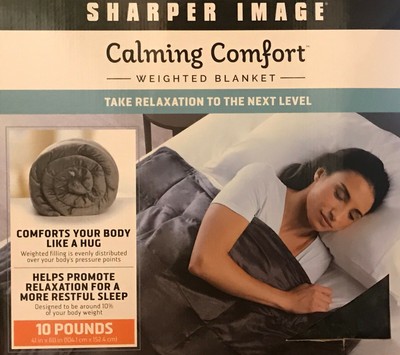 Calming Sharper Image Weighted Blanket ,10 lb, 41"x 60",GRAY/ Free
