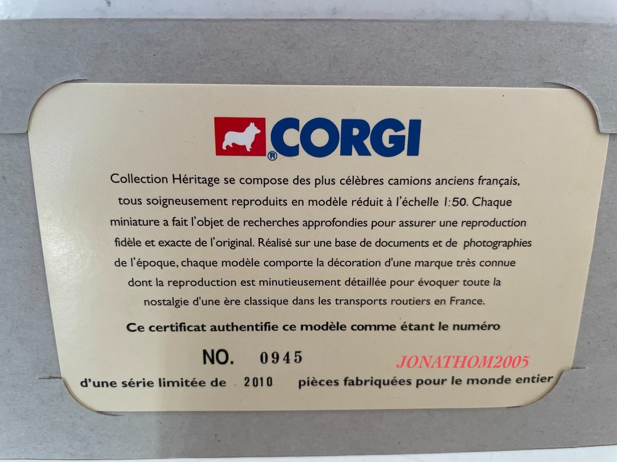 1/50° Corgi Heritage Camion Simca Confiserie Pinder En Boite Ref Ex72919