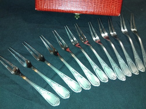 Schatulle mit 12 Schneckengabeln in einwandfreiem Zustand 2 Goldschmiedpunzen Jahrgang - Bild 7 von 13