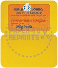 WILLY WONKA FUN CLUB MEMBER CARD - REPRODUCTION