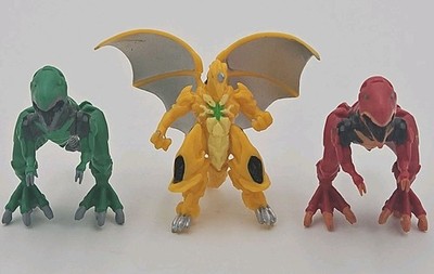 Bakugan Collector Yellow Dragonoid Trox 2'' Action Figure Lot Of 3