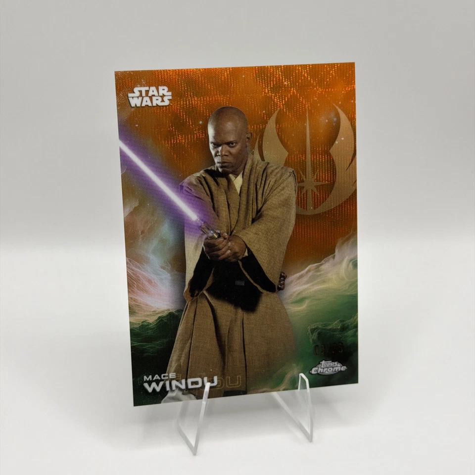 Topps Star Wars Chrome 2025 Mace Windu Rebel Orange Wave Refractor /25 - Image 2 of 3