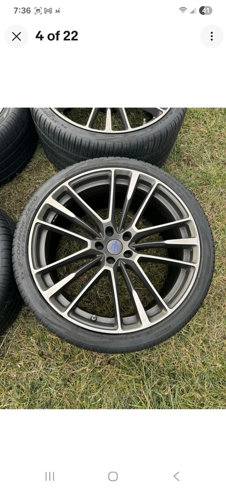 Ruedas Maserati Levante Trofeo de 22' originales (se adapta a cualquier Levante) con neumáticos Foto 3 de 4