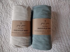 Joey  Joan Pack N Play Fitted Sheets 100 Jersey Knit Cotton Sage Green 2 Pack