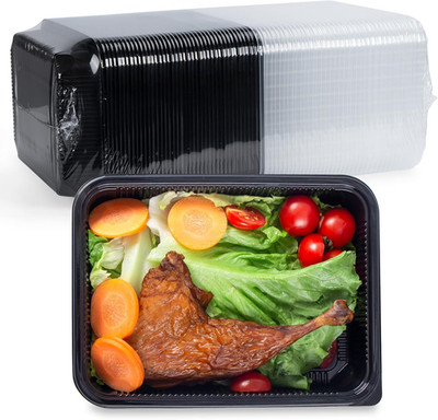 Plastic Containers with Lid 40 Pack 48 Oz - Reusable Shrink Wrap Leak Proof Take