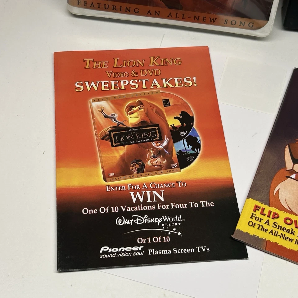 The Lion King VHS Video Tape Special Edition Platinum Inserts Promos Nearly New! - Image 4 of 4