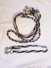 Tiffany's Braided Tack Black and White Reins and Wither Strap
