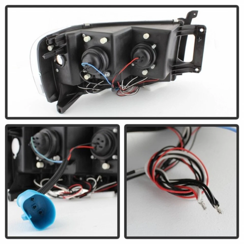 Par de faróis projetores Spyder para Dodge Ram 1500/2500/3500 2002-2005 LED halo - Imagem 3 de 4