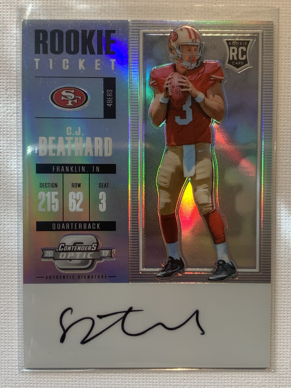 CJ Beathard 2017-18 Contenders Optic Silver Rookie Auto