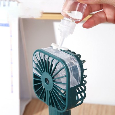 (Green)Hand Held Misting Fan Portable Battery Operated USB Rechargeable Quiet Sp