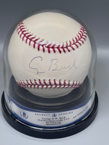 George H. Bush "41° Presidente POTUS" Pallone da baseball autografato firmato Auto BAS - Foto 8 di 17