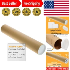 Secure Kraft Mailing Tubes 2x18 Inch - Eco-Friendly & Reusable for Documents