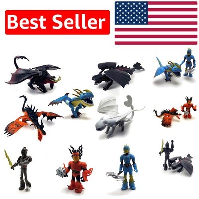Collectible How to Train Your Dragon Figures - 8-Piece Set with Light Feature
