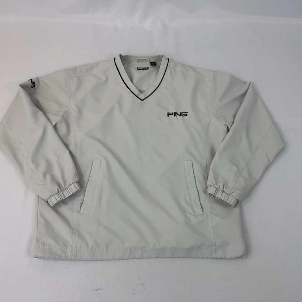 PING Lay Up Windshirt Para Hombre Gris Medio Golf Pullover Cuello en V Cortavientos Foto 2 de 4