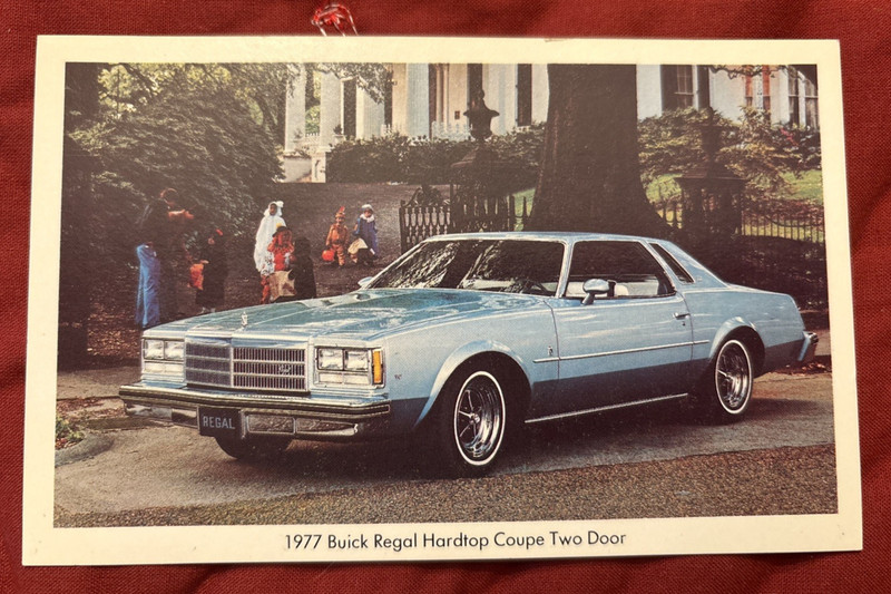 Vintage 1977 Buick regal Pontiac dealership postcard St. Johns Michigan