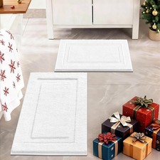 Non-Slip Microfiber Bath Mat Set of 2, 16x24 20x32 Inch, Washable Rugs