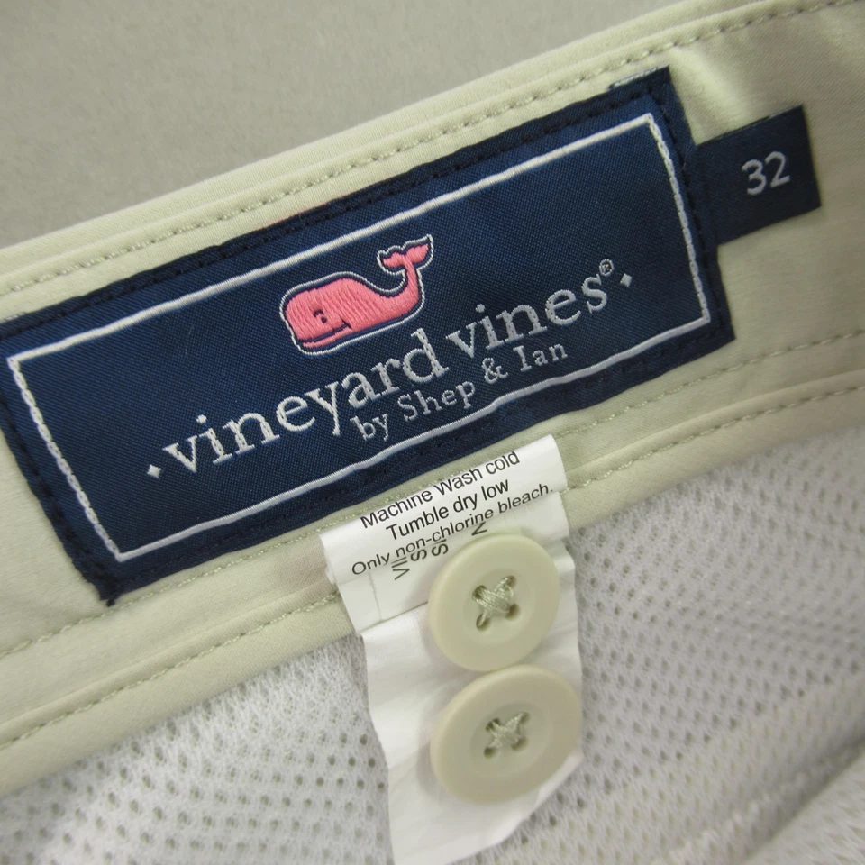Pantalones Cortos Vineyard Vines Para Hombre 32 Bolsillos Botón Ligero Chino Exterior Marfil Foto 3 de 4