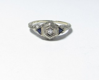 VINTAGE 1930S 18K SOLID WHITE GOLD RING WITH NATURAL DIAMOND