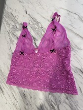 Vintage Victoria Secret 2005 Y2K Pink/purple Bows Peekaboo Camisole Top Lace Lg