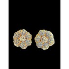 Vintage JBK Camrose & Kross KENNEDY Empress Blue Crystal Flower CLIP-ON EARRINGS
