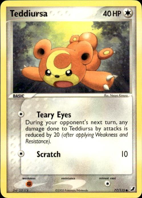 Pokemon Teddiursa Unseen Forces 77/115 Light Play LP+ or Better