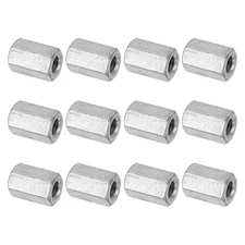 12Pcs M8 x 1.25-Pitch 20mm Length 304 Stainless Steel Coarse Hex Coupling Nut