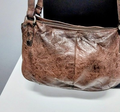 Vtg Carlo D Santi Genuine Brown Leather Handbag