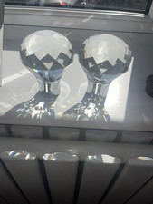 Next Chrome Crystal Clear Faceted Curtain Pole End Finials Set of 2 35mm