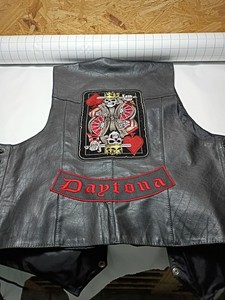 Daytona Leather Motorcycle Vest Biker Patch King of Hearts Playing Card Back