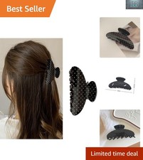 Elegant Black Polka Dot Hair Clip with Rhinestones - Perfect for All Hair Types