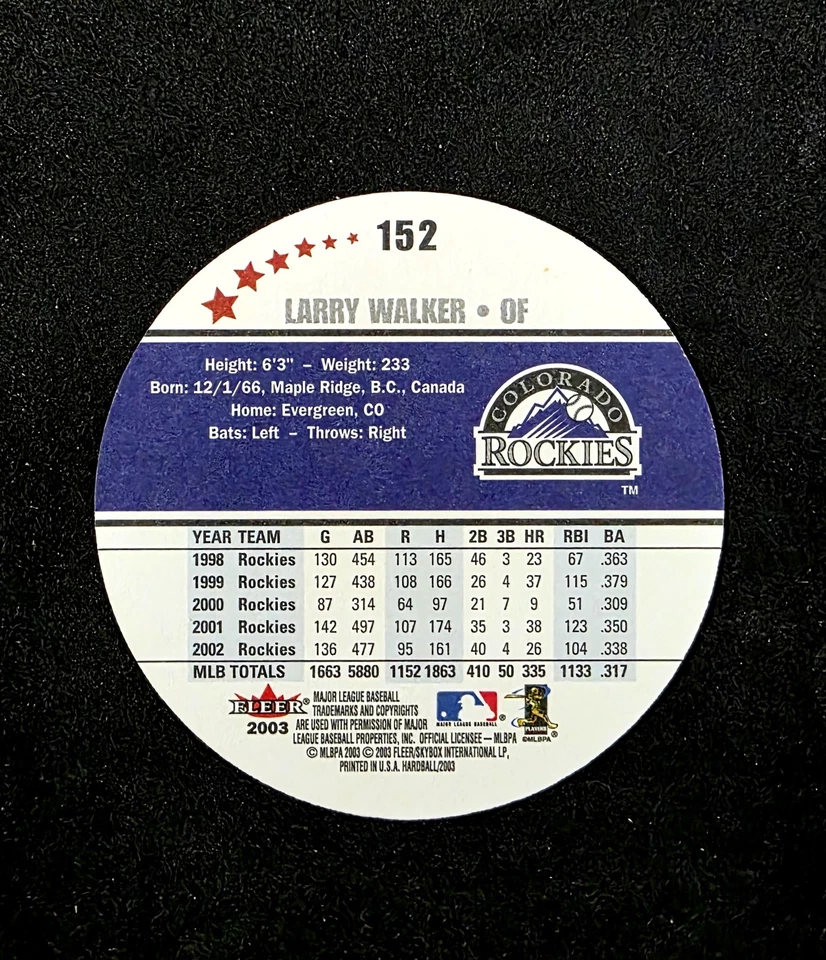 2003 Fleer Hardball #152 Larry Walker - Image 2 of 2